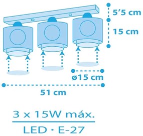 Dalber 60653 - Plafoniera per bambini PIRATA ISLAND 3xE27/15W/230V