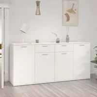 Credenza Bianco Lucido 160x36x75 cm in Truciolato