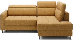 Divano angolare giallo allungabile/con contenitore (con penisola a destra/a L) e rivestimento in velluto Barea – ELTAP