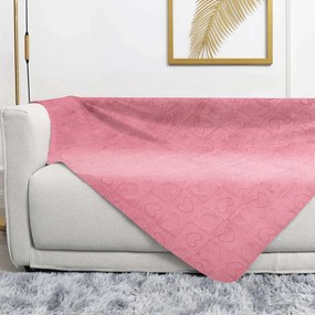 Plaid 130x160 cm cuori rosa Sherpa