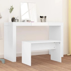 Tavolo toeletta e sgabello bianco 70x35x45 cm legno multistrato