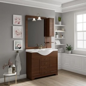 Mobile sottolavabo e lavabo Romantica per vasca centrale noce L 105 x H 81.5 x P 31.5 cm, 2 ante 3 cassetti