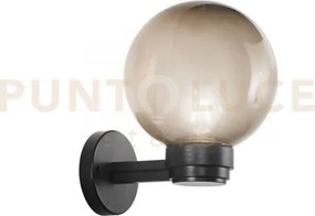 Applique polly sfera grigia montatura nera 1 luce attacco e27 ip44 ...