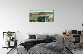 Quadro acrilico Arte dipinta della vista rurale 100x50 cm