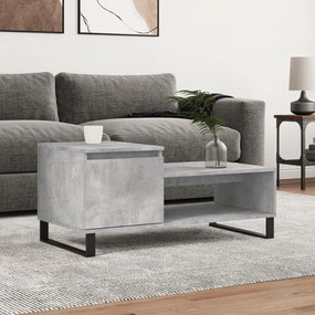 Tavolino Salotto Grigio Cemento 100x50x45 Cm Legno Multistrato /