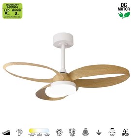 Ventilatore da soffitto LED Infinity marrone, struttura bianco ø 92.5 cm, silenzioso con telecomando MANTRA