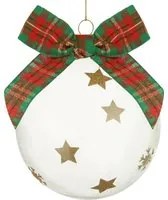 Pallina Natale 10 cm fiocco tartan verde