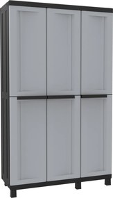 Armadio Portascope Modulare da Esterno 102x39x170 cm 3 Ante 3 Ripiani in Polipropilene Twist Grigio e Nero...