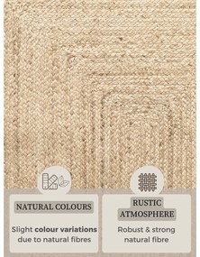 Passatoia colore naturale chiaro in iuta reversibile e tessuta a mano 80x200 cm Sharmila Natural White – Hanse Home