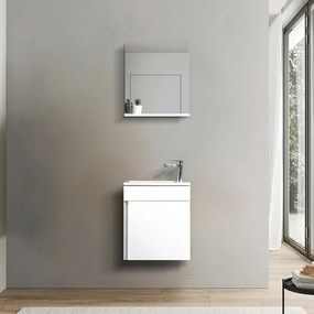 Mobile sospeso salvaspazio 45 cm bianco lucido Mini profondo 25 con specchio