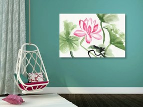 Quadro su tela – Fiore di loto acquerellato