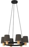 Lampadario Moderno Edale Piccolo 6 Luci Metallo Nero E Marrone