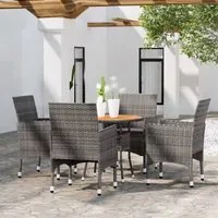 Set da Pranzo per Giardino 5 pz in Polyrattan Grigio 3058493