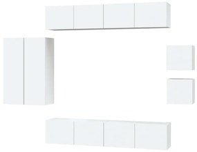 Set mobili porta tv 8pz bianco in legno multistrato