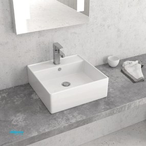 Lavabo D'Appoggio Da 38,5x38,5 Cm Finitura Bianco Lucido