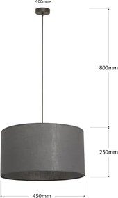 Lampadario a cavo ALBA 1xE27/15W/230V Ø 45 cm grigio