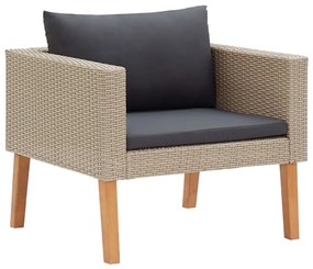 Set divani da giardino 5 pz con cuscini in polyrattan beige