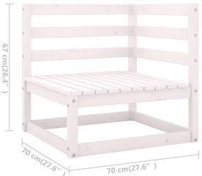 Set Divani da Giardino 5 pz Bianco in Legno Massello di Pino