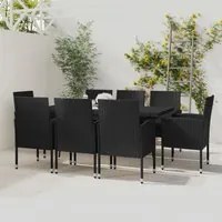 Set Mobili da Pranzo per Giardino 9 pz in Polyrattan Nero 3059426