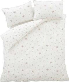 Set copripiumino e federa color crema in percalle di cotone per letto singolo 135x200 cm Vintage Rosebud Lace – Bianca