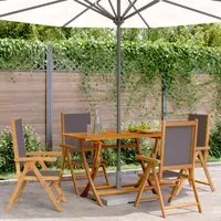 Sedie Giardino Reclinabili 4pz Antracite Tessuto Legno Massello 3214541