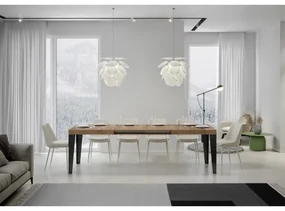 Tavolo Flame Allungabile piano Quercia Natura 90x160 Allungato 264 telaio Antracite