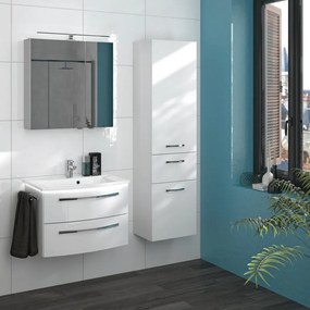 Mobile bagno sospeso con lavabo L 70 x H 48 x P 48 cm bianco lucido 2 cassetti per vasca centrale Imagine