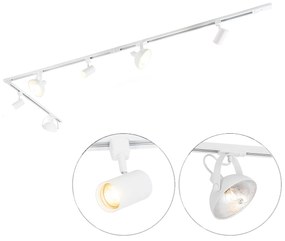 Sistema a binario monofase con 6 faretti orientabili bianchi - Magnax Jeana
