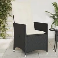 Sedia Reclinabile da Giardino con Cuscini Nera in Polyrattan 365638