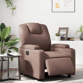 Poltrona Reclinabile Elettrica Marrone İn Similpelle /
