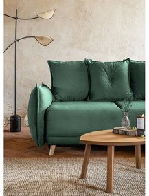 Divano letto in velluto a coste verde (angolo destro) Lazy Lukka - Miuform