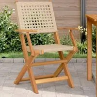 Sedie da Giardino 2 pz Beige Legno Massello Acacia e Polyrattan 367665