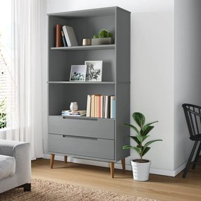 Libreria Molde Grigia 85x35x170,5 Cm İn Legno Massello Di Pino /