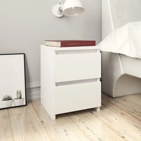 Comodini 2 Pz Bianco 30x30x40 Cm İn Legno Ingegnerizzato /