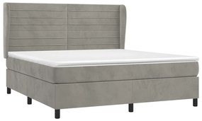 Giroletto a molle con materasso grigio chiaro 160x200cm velluto