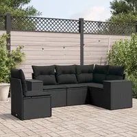 Set Divani da Giardino 5 pz con Cuscini in Polyrattan Nero 3222564