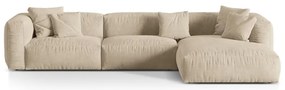 Divano angolare componibile beige (con penisola a destra/con chaise lounge) con rivestimento in velluto Martina – Micadoni