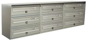 Casellario postale condominiale ALUBOX Slim 9 posti formato rivista in alluminio argento satinato L 116 x P 30 x H 38 cm