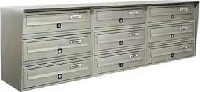 Casellario postale condominiale ALUBOX  Slim formato rivista in alluminio argento satinato L 116 x P 30 x H 38 cm