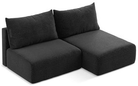 Divano angolare nero allungabile/con contenitore (con penisola a destra) Kalena – Makamii