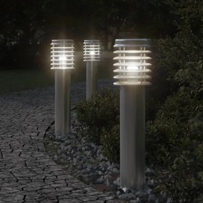 Lampada Da Terra Per Esterni Argento 60 Cm İn Acciaio Inox /