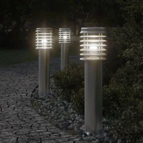 Lampada Da Terra Per Esterni Argento 60 Cm İn Acciaio Inox /