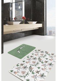 Tappetini da bagno bianco-verde in set di 2 pezzi 60x100 cm - Mila Home