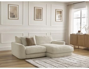 Divano angolare beige (con penisola a destra/con chaise lounge) con rivestimento in ciniglia Leonore – Bobochic Paris