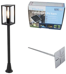 Lampada da esterno a palo nera 100 cm con picchetto e pressacavo - Charlois