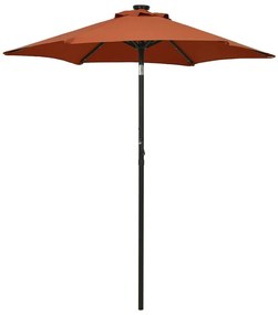 Ombrellone Con Luci Led Terracotta 200x211 Cm İn Alluminio /