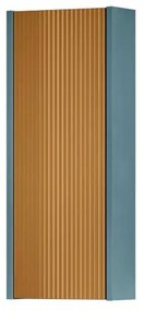 Pensile bagno Niwa laccato opaco blu pacifico con vetro senape, 1 anta apertura da sinistra P 17 x L 30 x H 78.5 cm