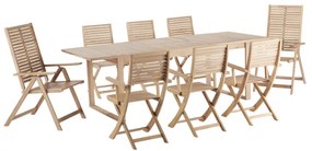 Set tavolo e sedie Solaris NATERIAL in acacia marrone per 8 persone