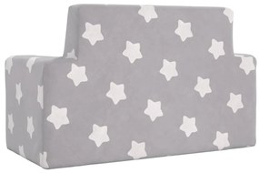 Divano per bambini 2 posti grigio chiaro stelle morbido peluche