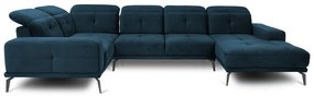 Divano angolare blu scuro (con penisola a sinistra/a U) e rivestimento in velluto Neviro – ELTAP